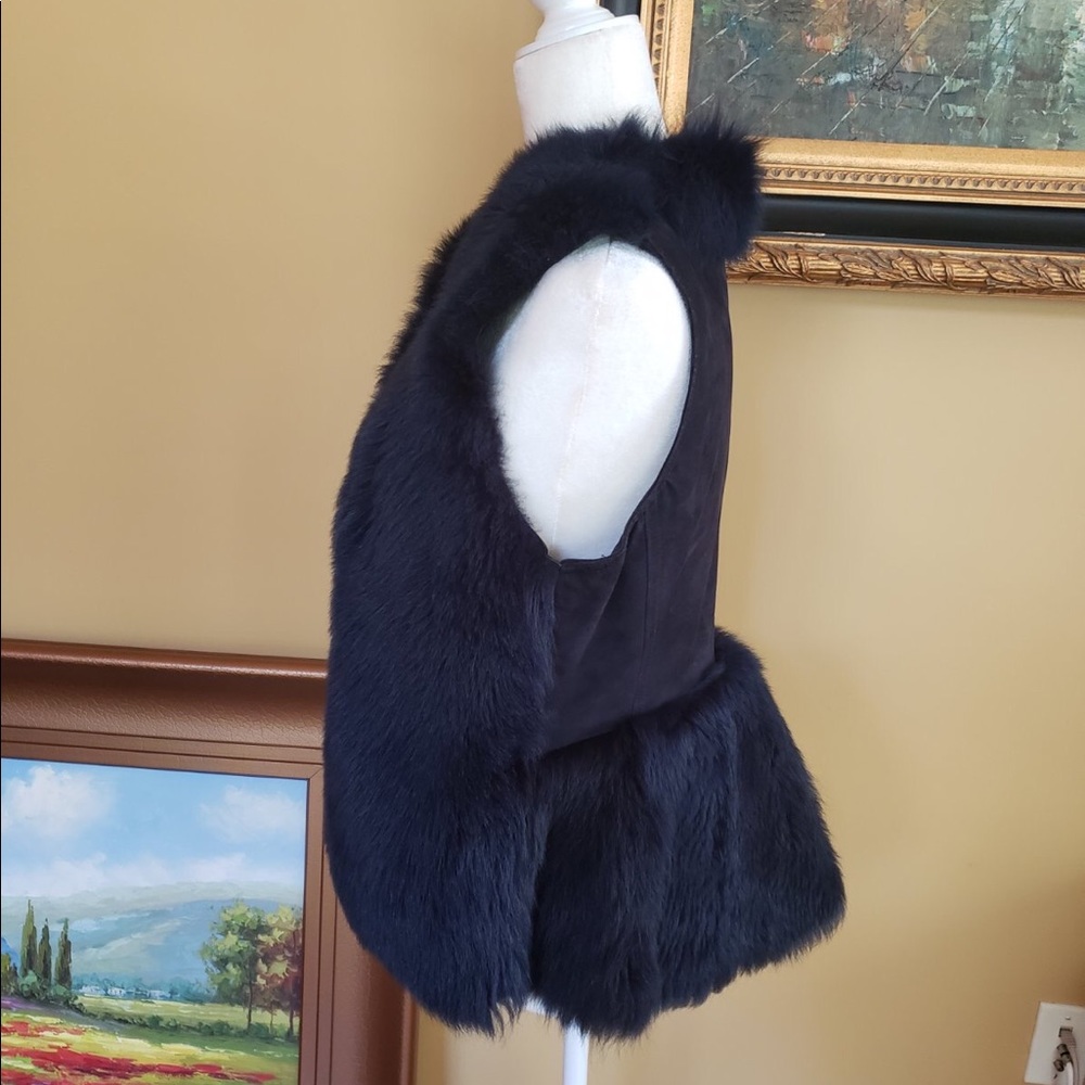 Olivia Palermo suede & shearling lamb fur vest